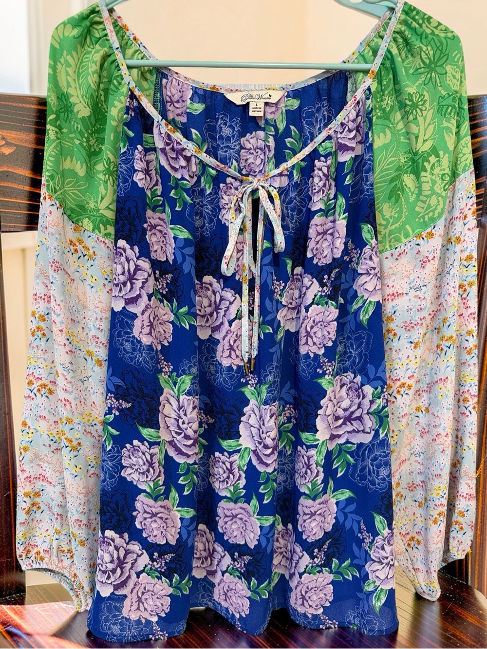 The Pioneer Woman Blue & Green Floral Patchwork Tunic